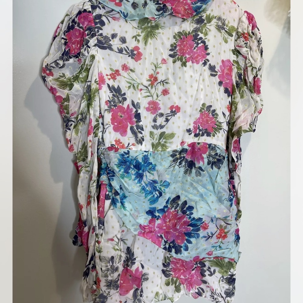 Rococo Sand Xandra Metallic Dots V Neck Ruffles Knot … - Gem